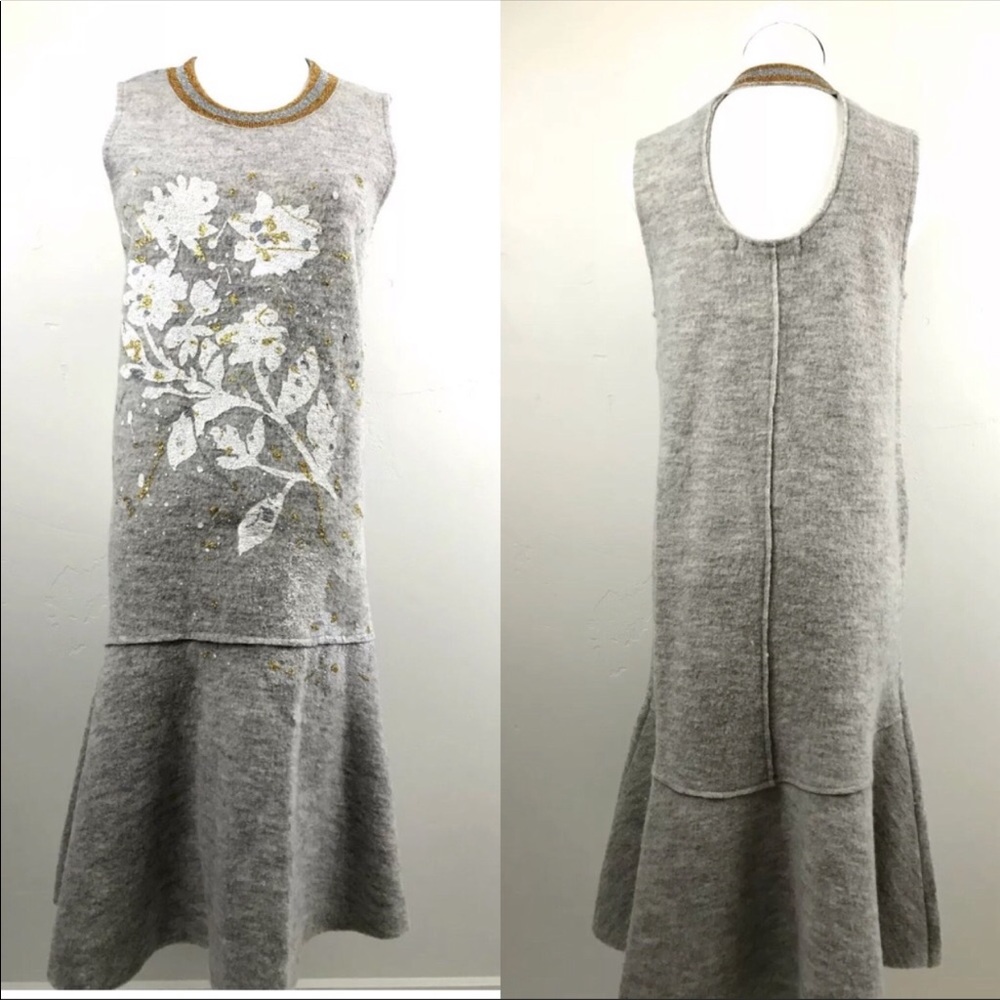 New Knitted & Knotted Anthro Gray Sweater Dress